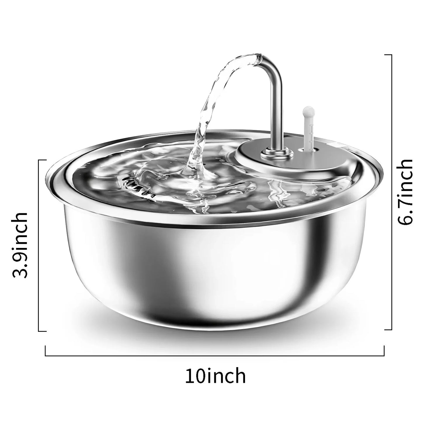 3.4L Stainless Steel Pet Water Fountain – Ultra-Quiet Automatic Dispenser with Double Filtration