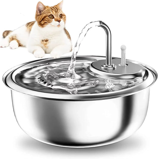 3.4L Stainless Steel Pet Water Fountain – Ultra-Quiet Automatic Dispenser with Double Filtration